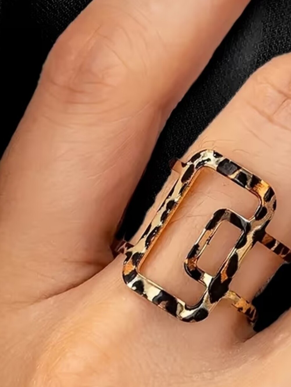 NWT* Boho, Geometric, Leopard print, Gold, black, orange- Adjustable Ring*NEW